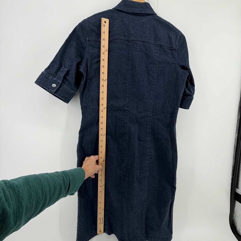 Tommy Hilfiger Jeans Denim Shirt Dress Dark Wash Stretch Size 8 Y2K Vintage - Picture 4 of 11